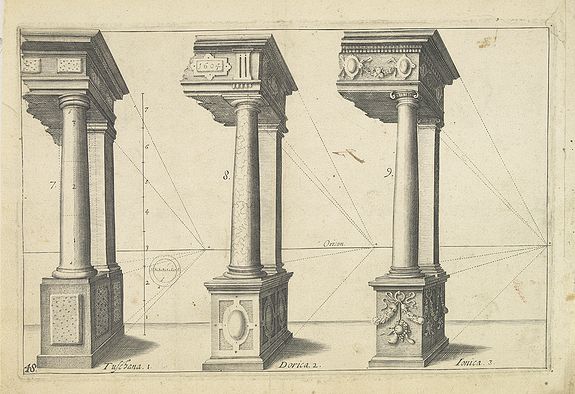 VREDEMAN DE VRIES, J. / HONDIUS, H., Perspective print by Vredeman de Vries., antique map, old maps