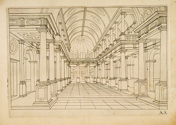 VREDEMAN DE VRIES,J./ HONDIUS,H., Perspective print by Vredeman de Vries., antique map, old maps