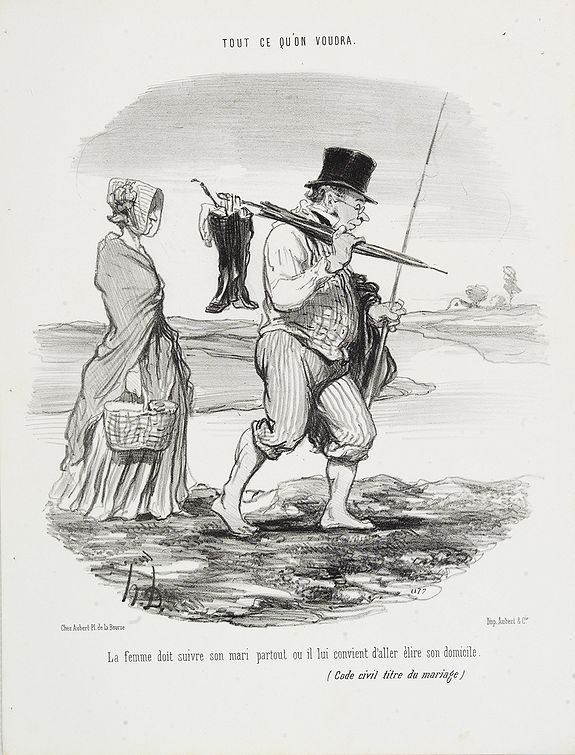 DAUMIER, H., Tout ce qu'on voudra. La femme doit suivre son mari…, antique map, old maps
