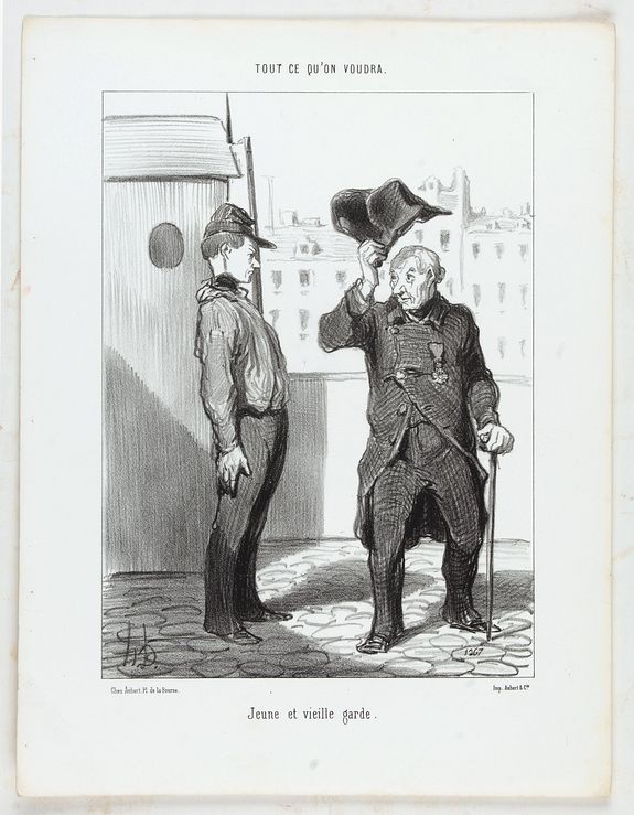DAUMIER, H., Tout ce qu'on voudra. Jeune et vieille garde…, antique map, old maps
