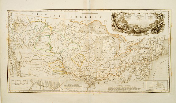 MAXIMILLIAN ZU WIED., Carte itinéraire du Prince Maximilien.., antique map, old maps