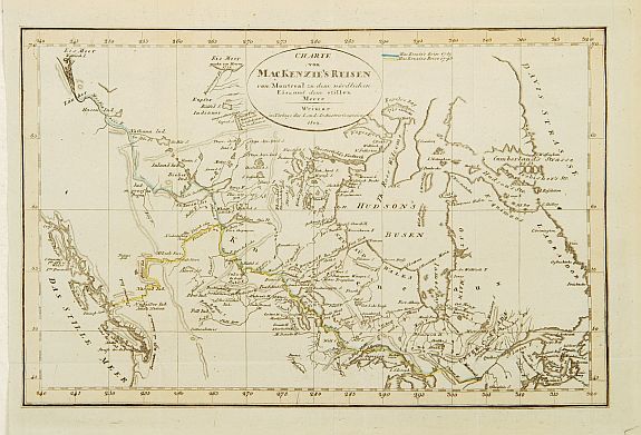 INDUSTRIES COMPTOIRS, Charte von Mackenzie's Reisen von Montreal zu dem nördlichen Eis.., antique map, old maps