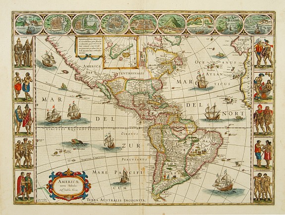 BLAEU,W., Americae Nova Tabula., antique map, old maps