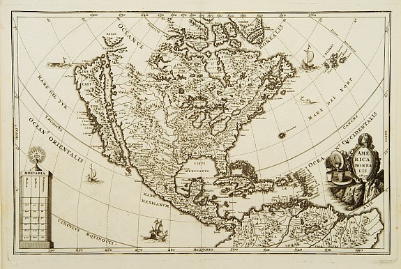 SCHERER,H., America borealis 1699., antique map, old maps