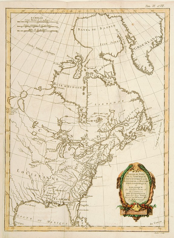 BONNE,R., Partie du Nord de L'Amerique Septentrionale.., antique map, old maps