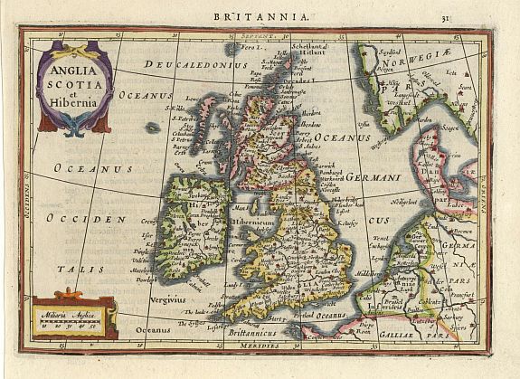 MERCATOR,G./ HONDIUS,J., Anglia Scotia et Hibernia., antique map, old maps