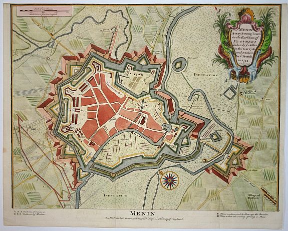 TINDAL,N, Menin., antique map, old maps