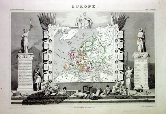 LEVASSEUR, V., Europe, antique map, old maps