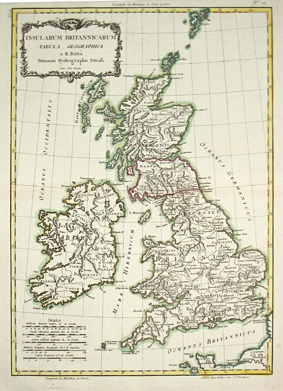 Lattré, J. / R.Bonne., Insularum Britannicarum Tabula Geographica., antique map, old maps
