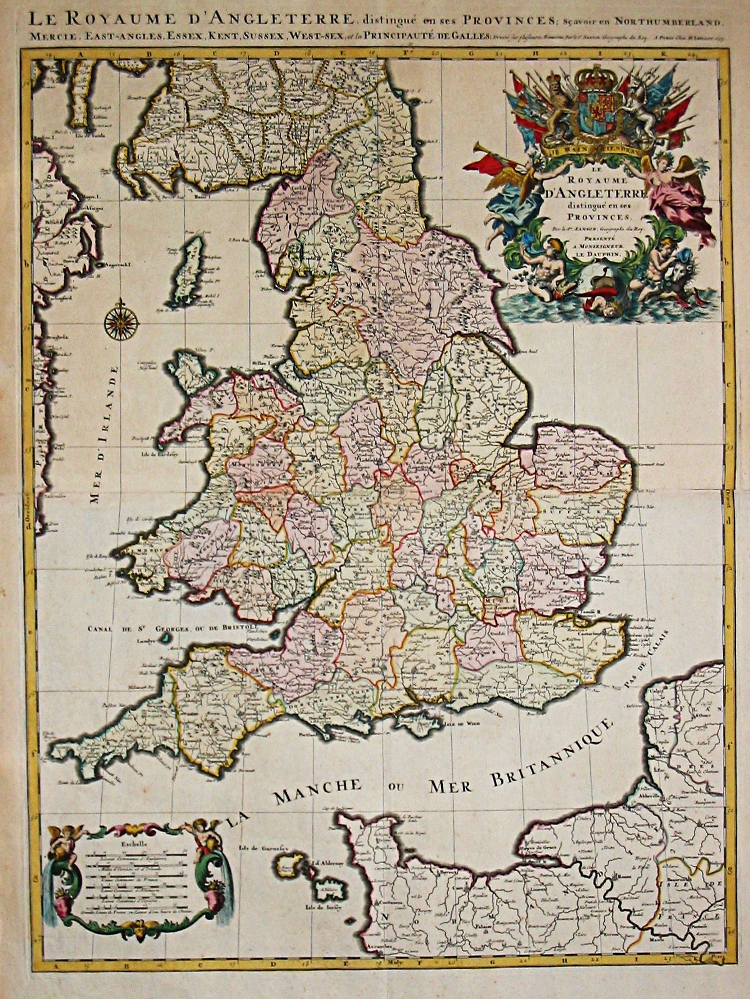 Jaillot, A.-H., Le Royaume D' Angleterre distingué en ses Provinces., antique map, old maps