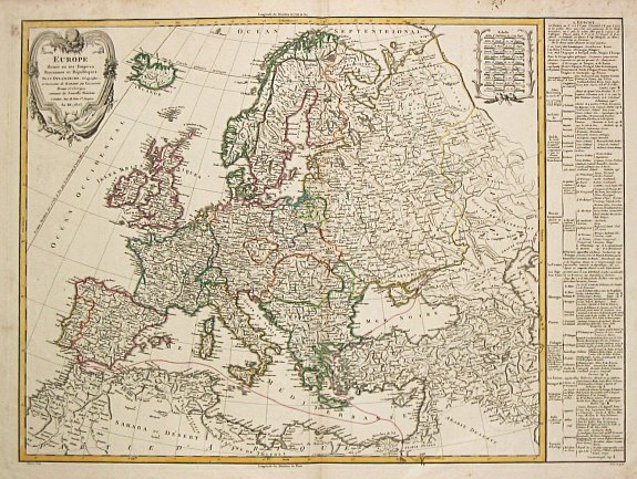 Delamarche, C.F./ D. Robert de Vaugondy., Europe divisee en ses Empires, Royaumes et Republiques., antique map, old maps