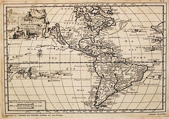 Aa, P. van der., Amerika of de Nieuwe Wereld., antique map, old maps
