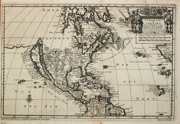 Aa, P. van der., ' T noorder Deel van Amerika., antique map, old maps