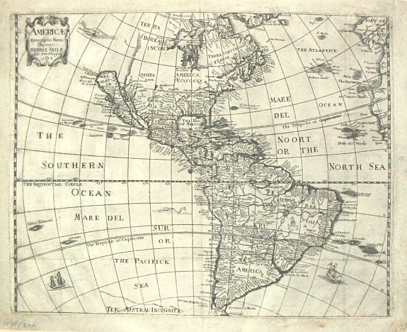 Seile, Henry., AMERICAE / Descriptio Nova/ Impensis/ Henrici seile/ Will: Trevethen. Sculp/ 1652., antique map, old maps