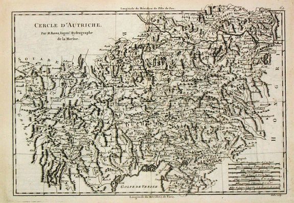 BONNE,R., Cercle d' Austriche., antique map, old maps