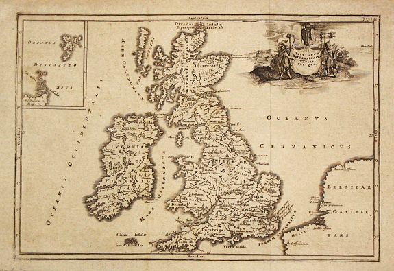 Cellarius, Ch., Insularum Britannicarum Facies Antiqua., antique map, old maps