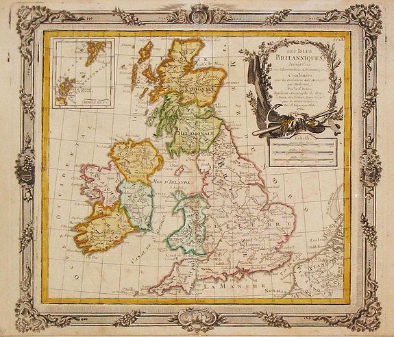 Brion de la Tour, L. / Desnos, L.Ch., Les Isles Britanniques, 1766. Plus 2 other maps of the area, antique map, old maps