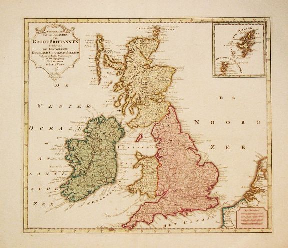 Tirion, I., Nieuwe Kaart van de Eilanden van Groot Brittannien behelzende de Koningryken Engeland, Scotland en ierland., antique map, old maps