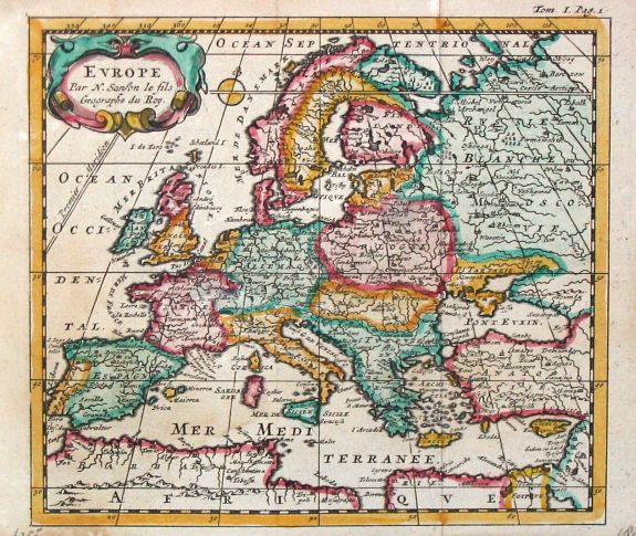 Sanson, N., Europe., antique map, old maps