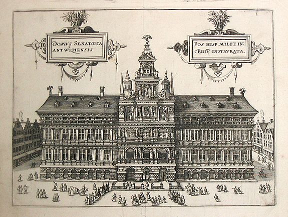 Guicciardini, L., Domus Senatoria Antwerpiensis., antique map, old maps