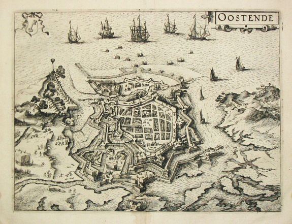 Guicciardini, L., Oostende., antique map, old maps