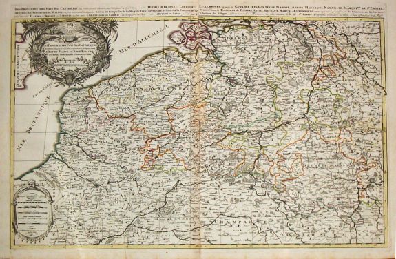 Jaillot, A.-H. / P. Mortier., Les provinces des Pays-Bas Catholique. A Paris, 1696., antique map, old maps
