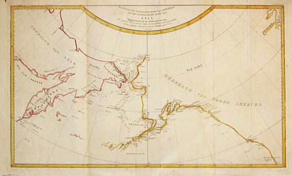 Cook, J., Kaart van de noord-west kust van Amerika en de noord-oost kust van Asia. Opgenoomen in de Jaaren 1778 en 1779., antique map, old maps