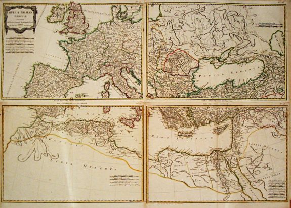 Lattré, J. / R.Bonne., Imperii Romani Pars Occidentalis Superior / Inferior / Pars Orientalis superior / Inferior., antique map, old maps
