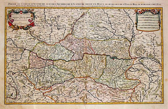 Jaillot, A.-H. / P. Mortier., Partie du Cercle d' Austriche / scavoir / l' Archduche d' Austriche / divise en Haute et Basse. / A Paris, 1692., antique map, old maps