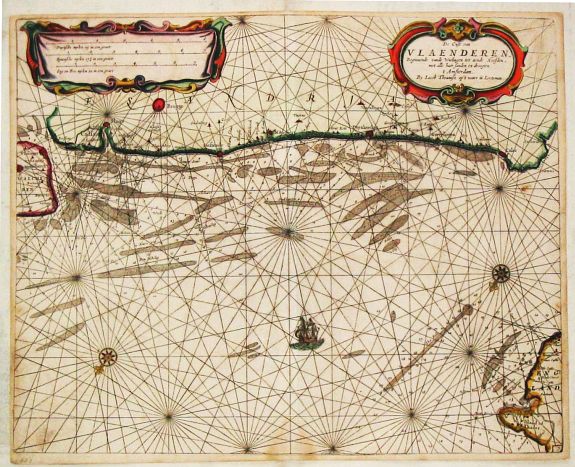 Lootsman, Jacob Theunisz., De Cust van Vlaenderen, vande Wielingen to aenden Hoofde. , antique map, old maps