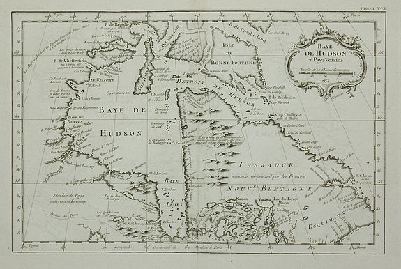 BELLIN, J. N., Baye de Hudson et Pays Voisins., antique map, old maps