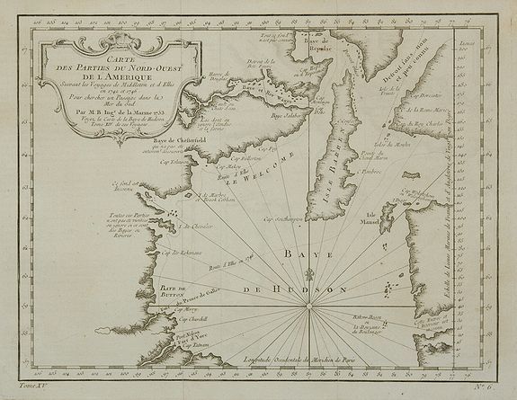 BELLIN, J. N., Carte Des Parties Du Nord-Ouest De L'Amerique . . ., antique map, old maps