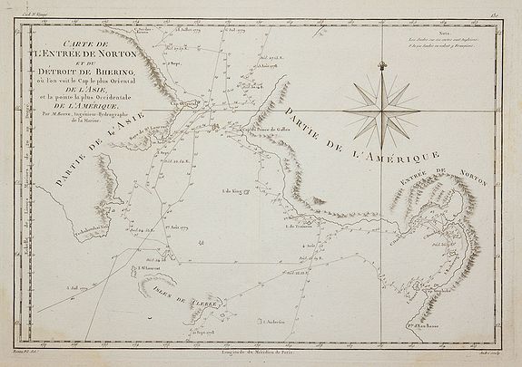 BONNE, R., Carte de L'Entrée de Norton et du Détroit de Bhering, …, antique map, old maps