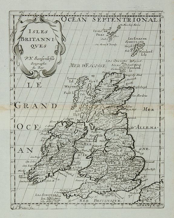 SANSON, N., Isles Britanniques., antique map, old maps
