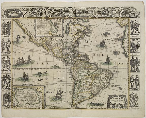 HONDIUS, H. / JANSSON, J., America noviter delineata. Auct. Judoco Hondio. / Ioannes Janssonius Excudit., antique map, old maps