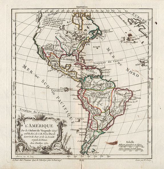 ROBERT DE VAUGONDY, G., L'Amérique., antique map, old maps