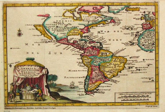 Aa, P. van der., America, of Nieuw-Ontdekte Wereld, tot de Beschryving van Joseph d\'Acosta afgebakend., antique map, old maps