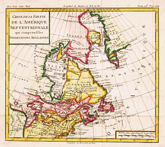 Brion de la Tour, L., Carte de la Partie de l'Amerique Septentrionale, comprenant les Possessions Anglaises., antique map, old maps