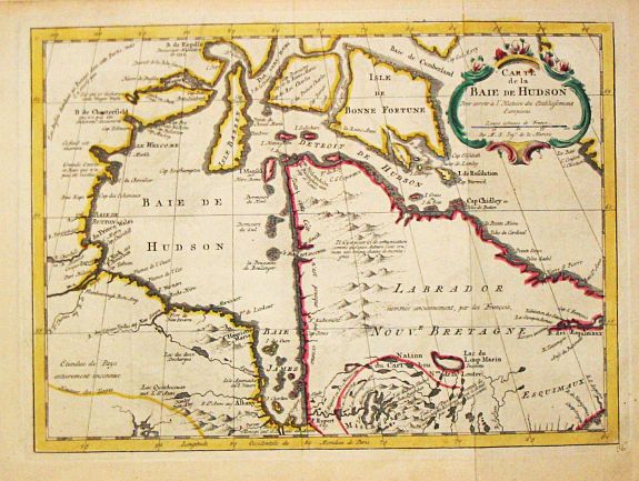 Bellin, J.N., Carte de la Baye de Hudson., antique map, old maps