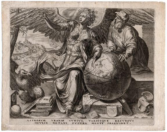Cornelis Cort (1533-1578) , Astrologia-allegory of Astrology, antique map, old maps