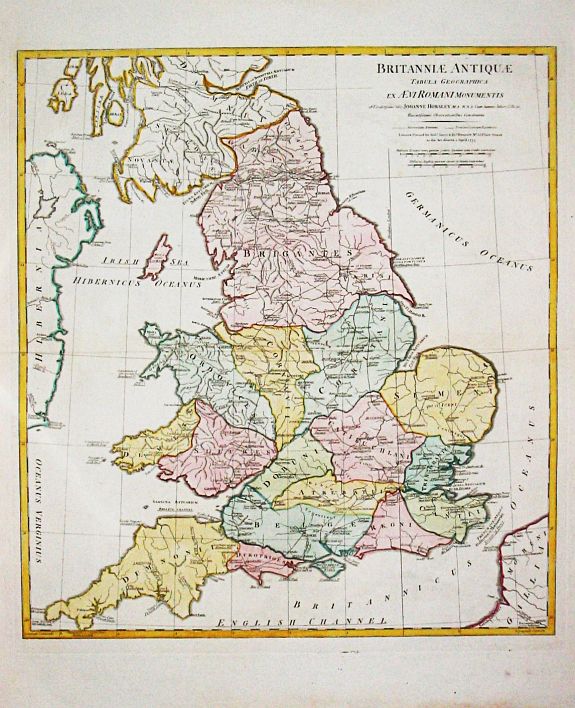 Horsley, J., Brittanniae Antiquae Tabula Geographica., antique map, old maps