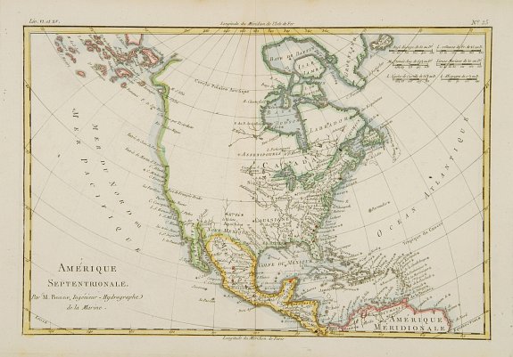 BONNE,R., Amerique Septentrionale., antique map, old maps