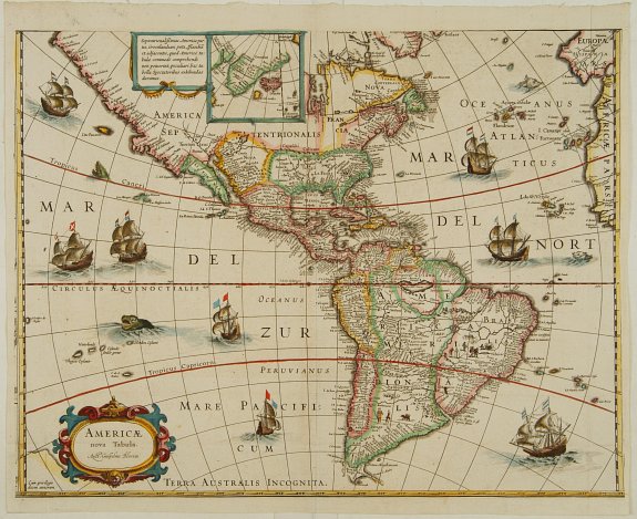 BLAEU,W., Americae Nova Tabula., antique map, old maps