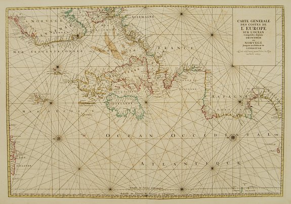 MORTIER,P., Carte générale des costes de l'Europe sur l'Ocean comprises depuis Dronthem en Norvege jusques au Detroit de Gibraltar., antique map, old maps