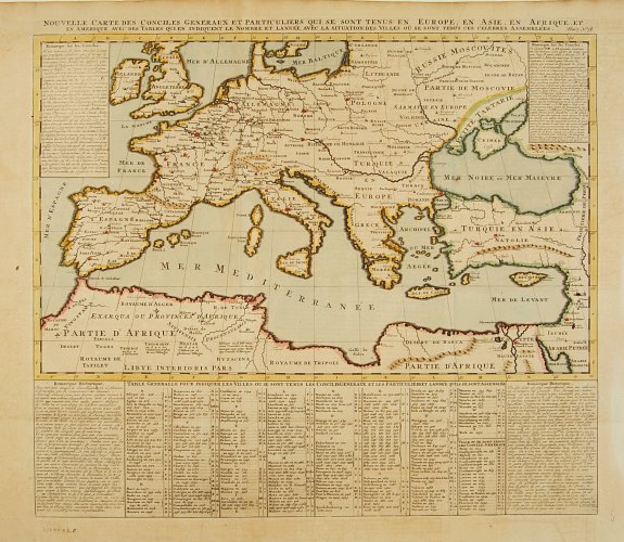 CHATELAIN,H., Nouvelle carte des conciles generaux et particuliers .., antique map, old maps