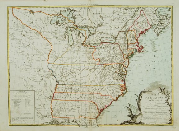 BRION DE LA TOUR, L., CARTE DES ETATS-UNIS D'AMÉRIQUE, et du Cours du Mississipi.., antique map, old maps