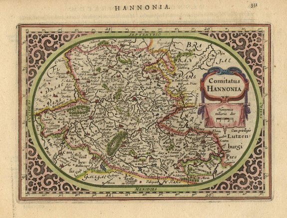 MERCATOR,G./ HONDIUS,J., Comitatus Hannonia., antique map, old maps