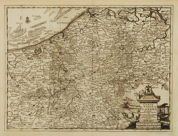 AA,P.v.d., Carte du Comté de Flandre, suivant les nouvelles observations.., antique map, old maps