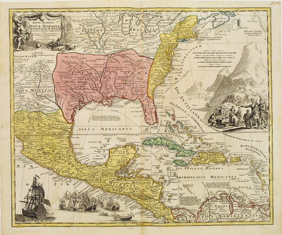 HOMANN,J.B., Regni Mexicani seu Novae Hispaniae, Floridae, Novae .., antique map, old maps