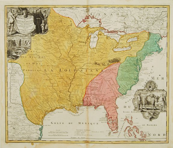 HOMANN,J.B., Amplissimae Regionis Mississipi,.. Provinciae Ludovicianae., antique map, old maps